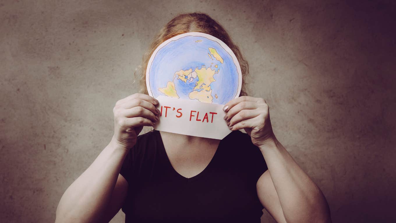 Woman who believes the Earth is flat