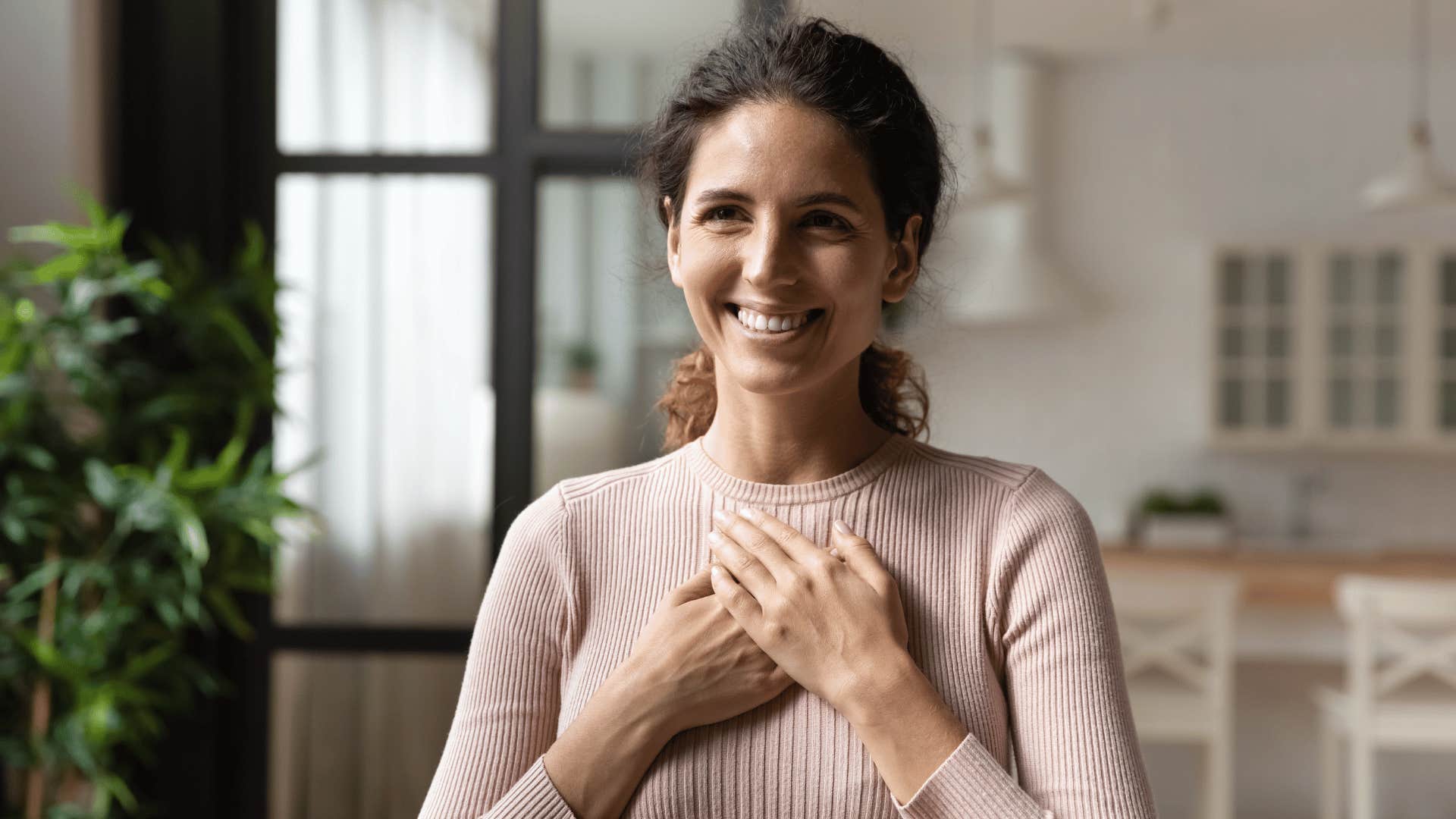 calm happy woman smiling