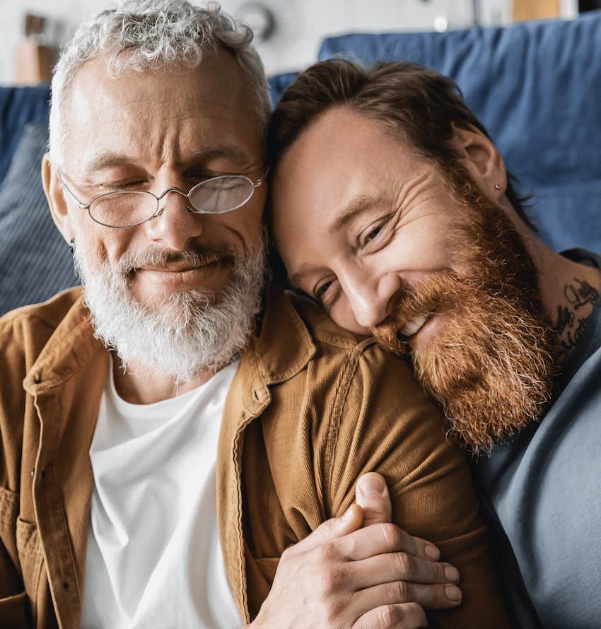 Perceptive man cuddles his intuitive partner