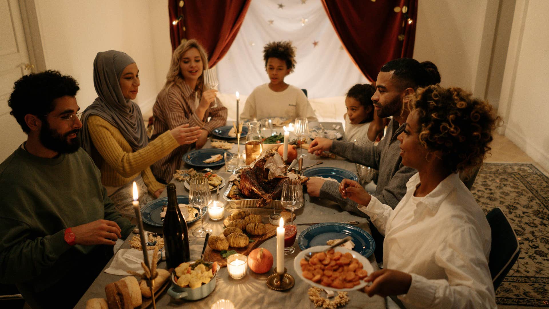 Family, talking, dinner