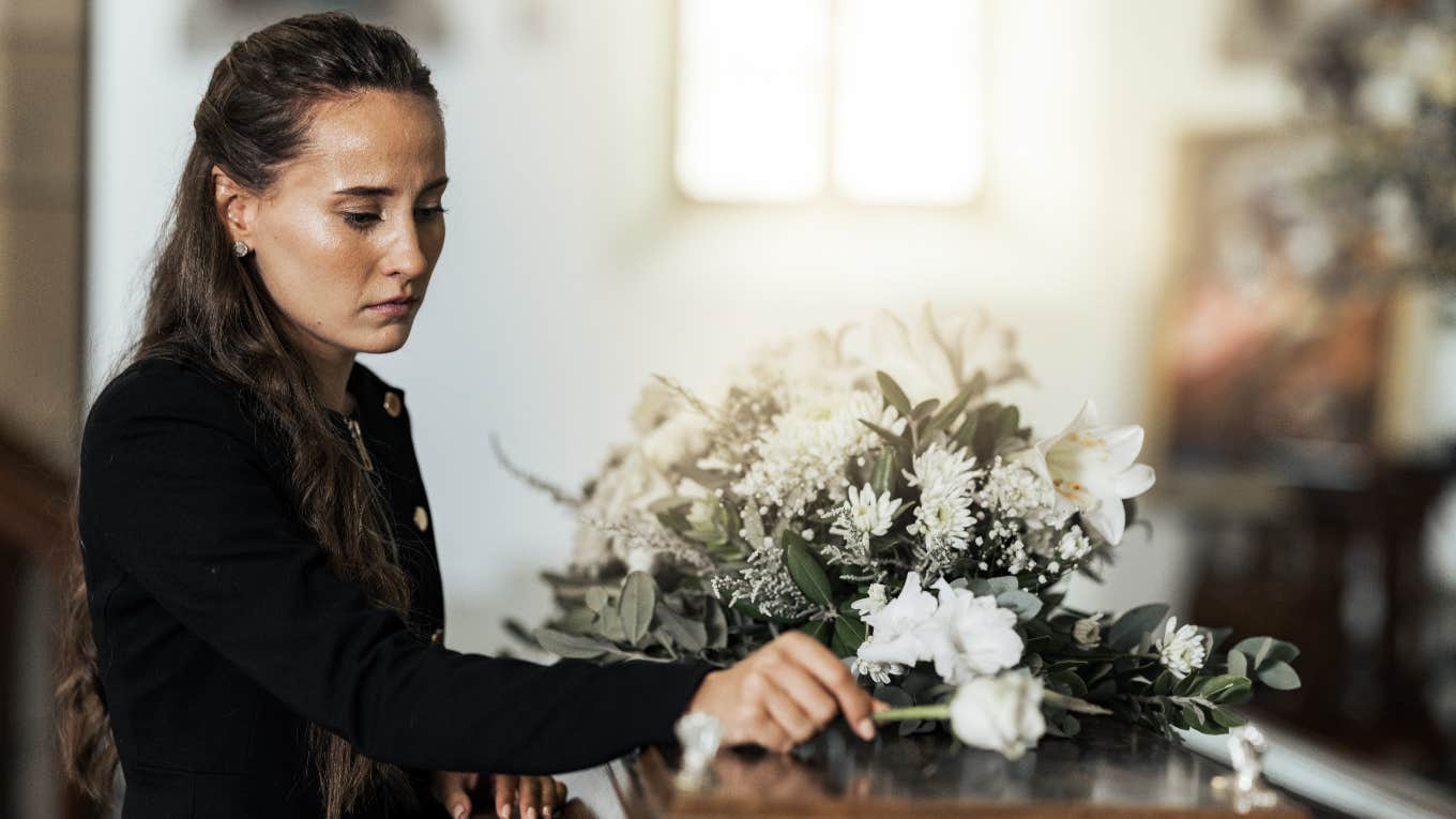 Woman in mourning thinking about the afterlife