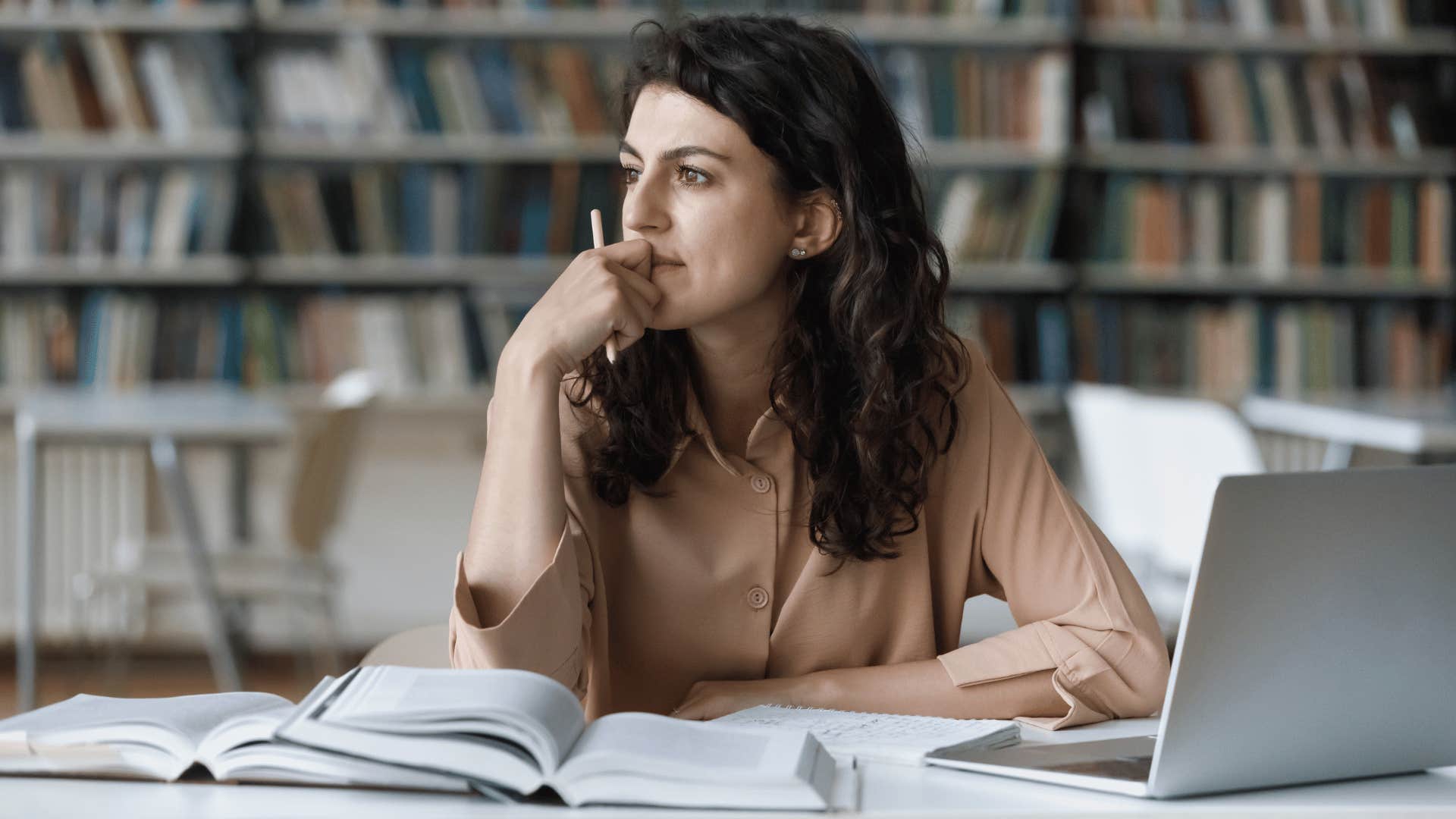 woman working at the library