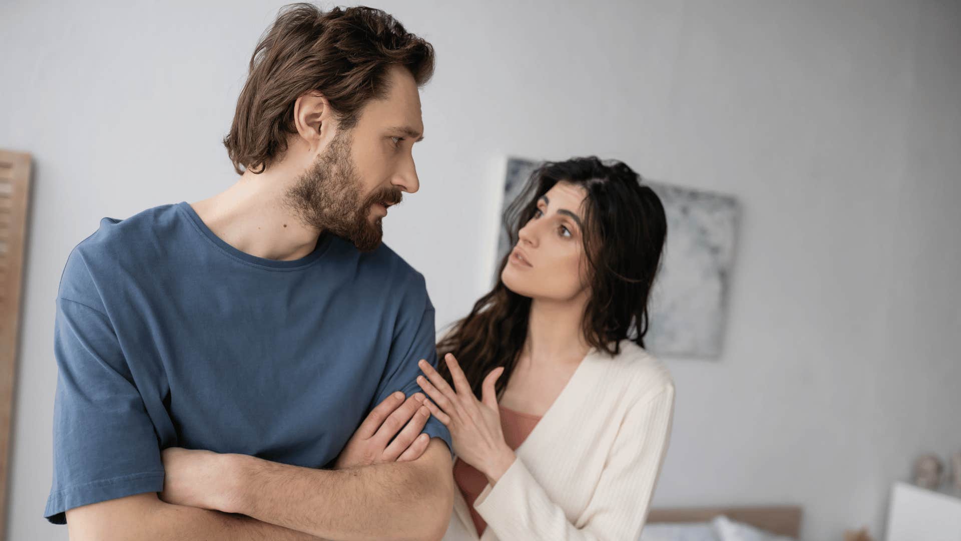 couple having an emotional conversation