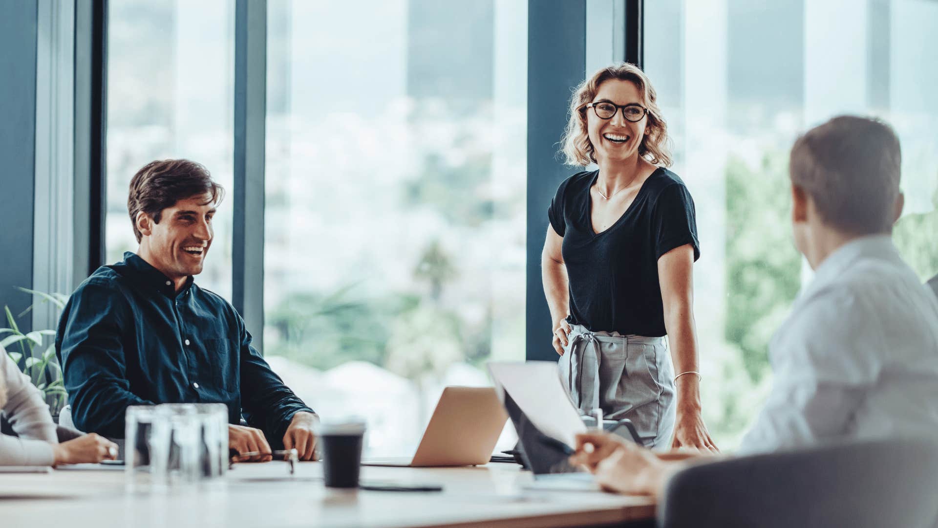 woman smiling in meeting