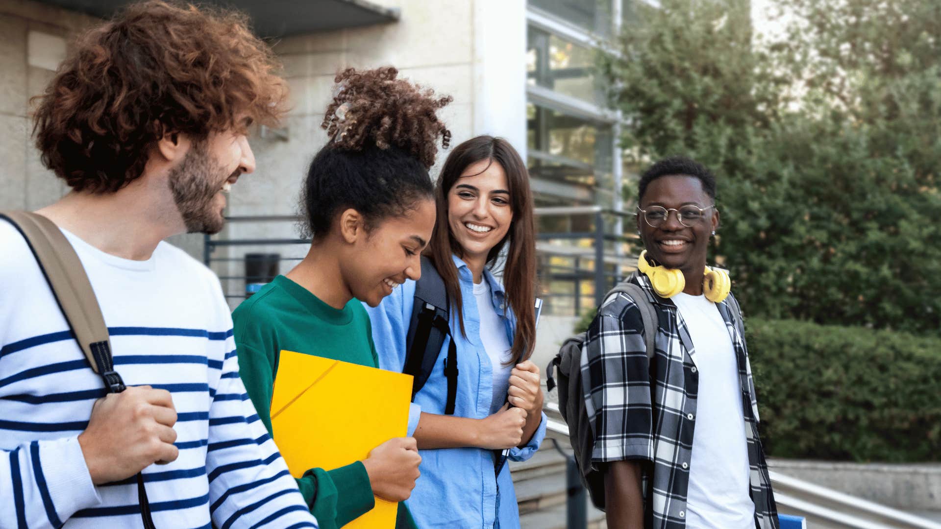 students talking and laughing