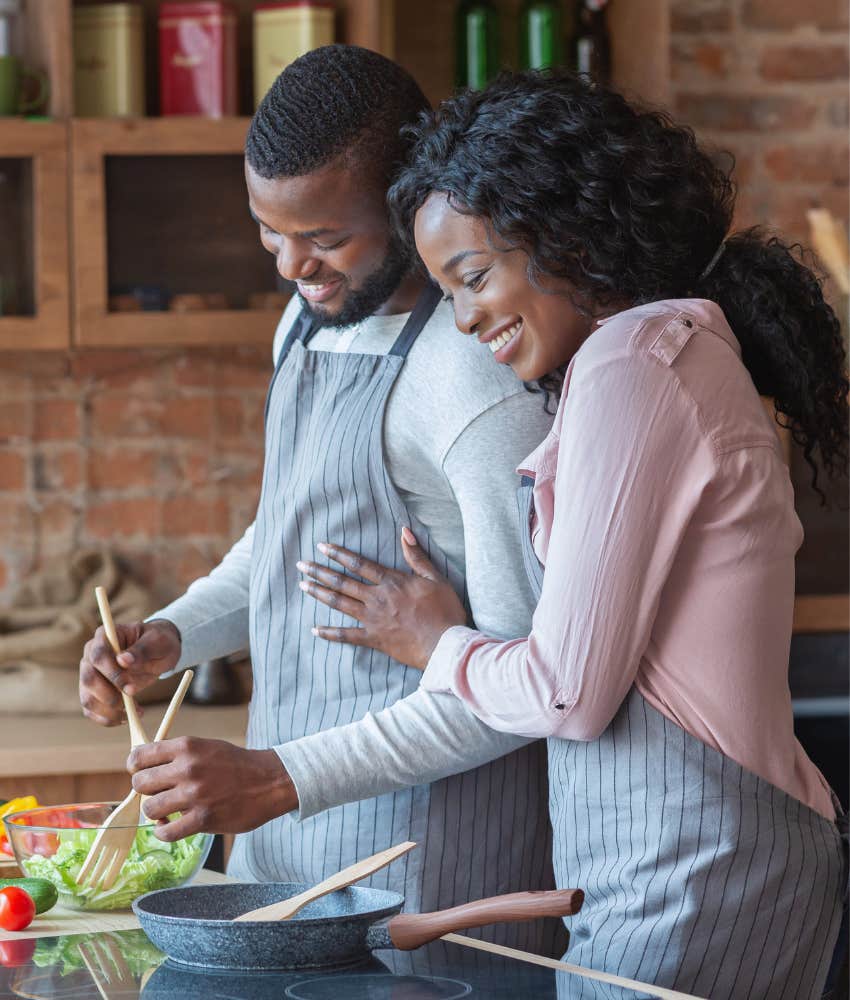 couple cooking together