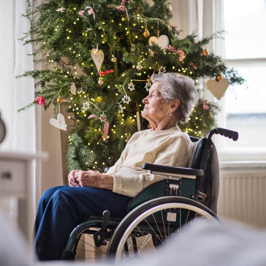 Senior woman alone on Christmas