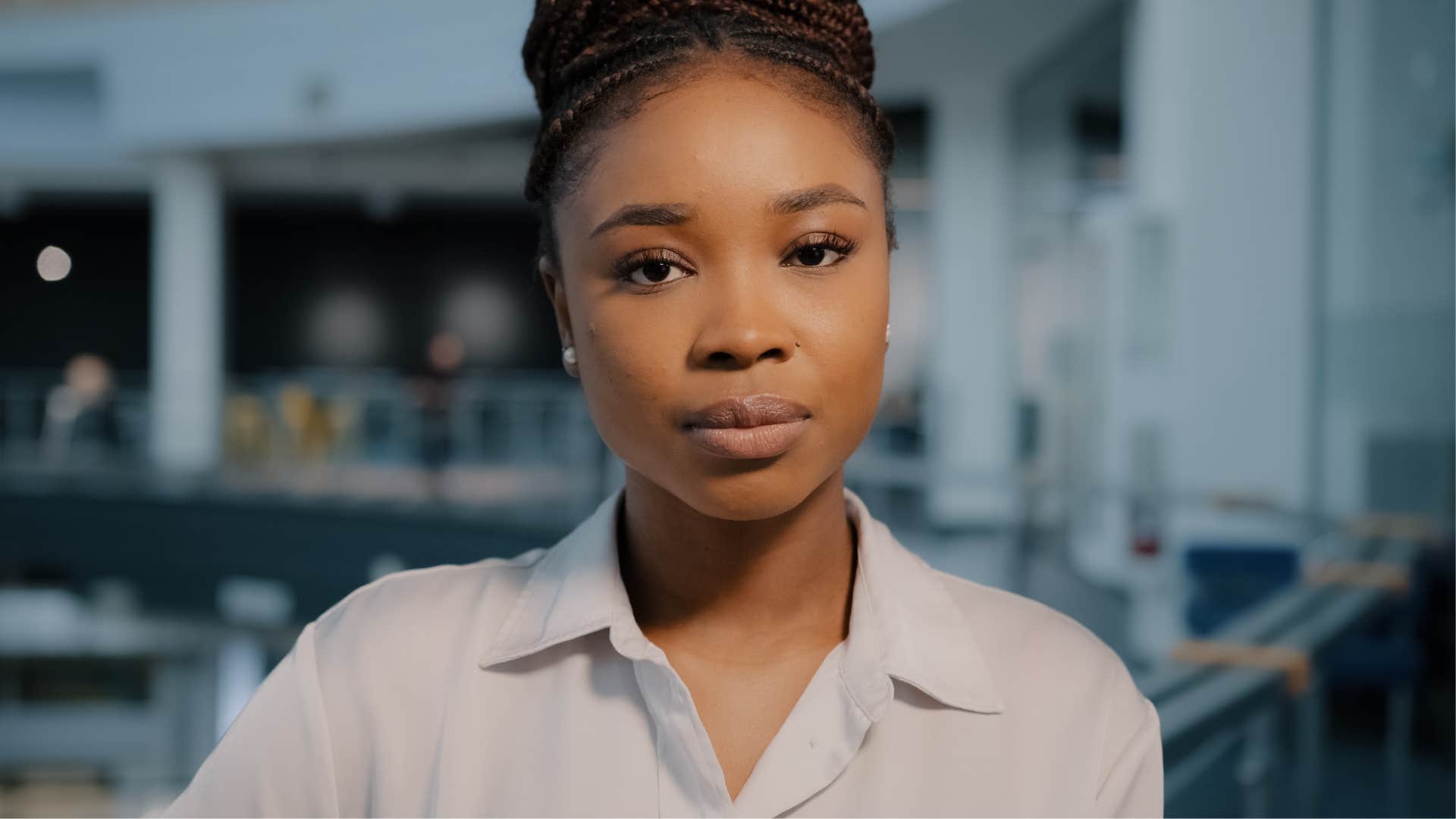 Upset woman staring directly at the camera