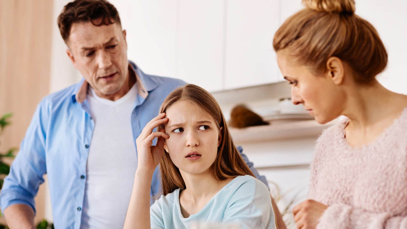 angry parents talking to child