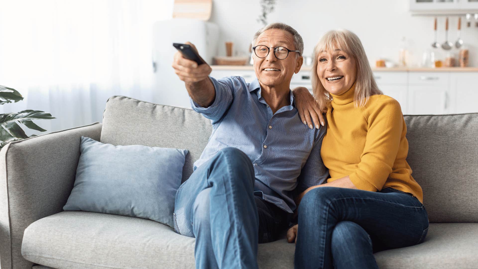 older couple watching tv