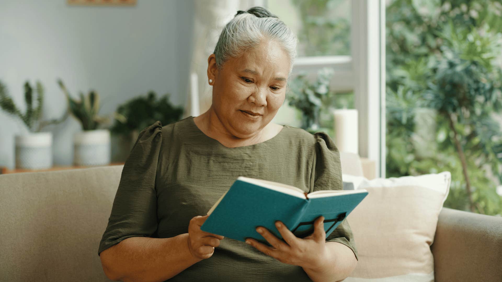 older woman reading 