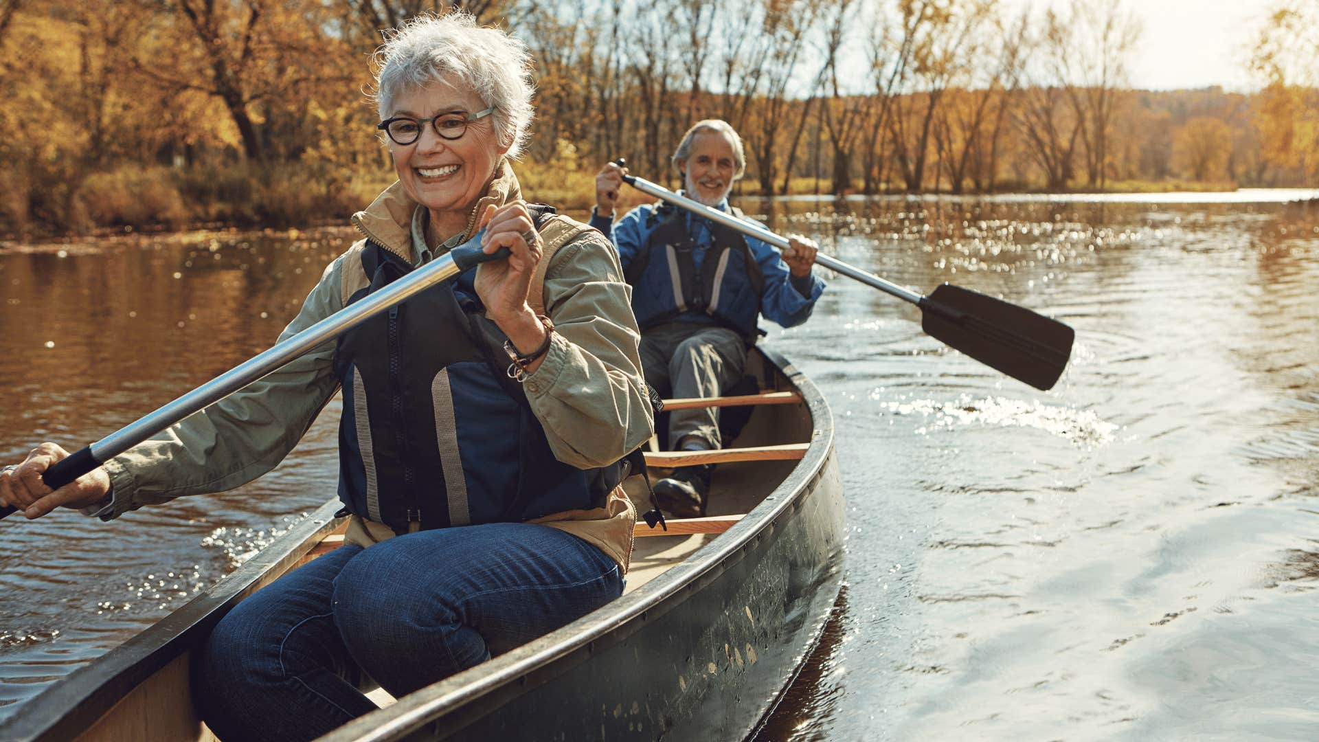 older couple rowing 