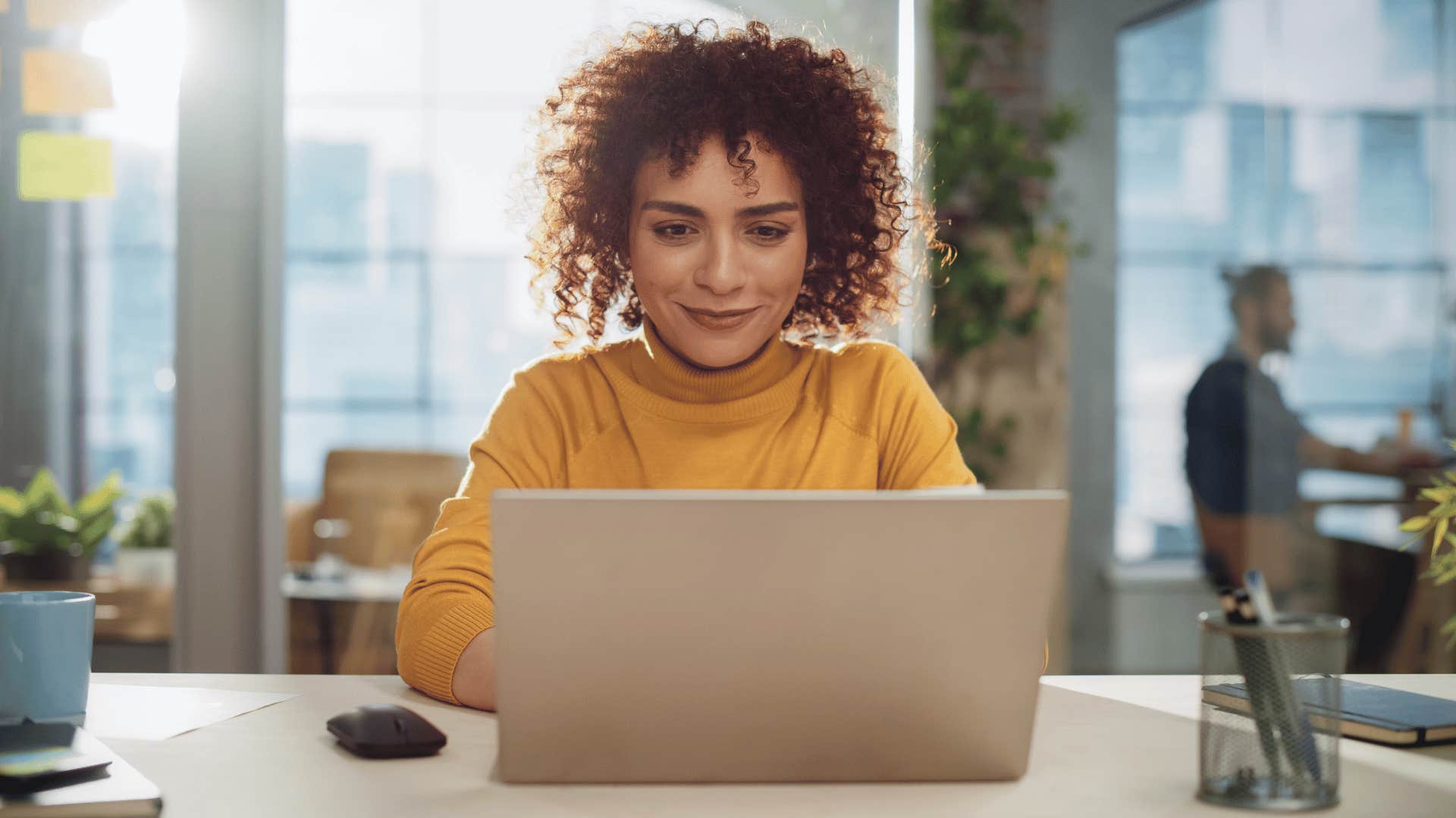 woman working on laptop