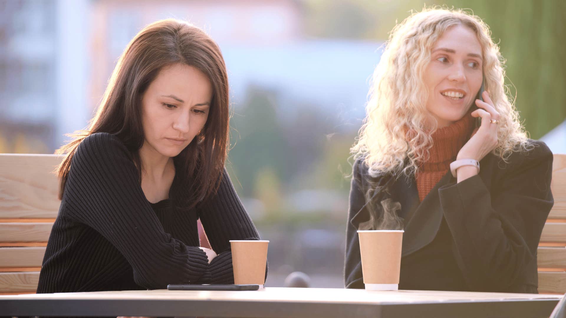 woman being ignored by friend