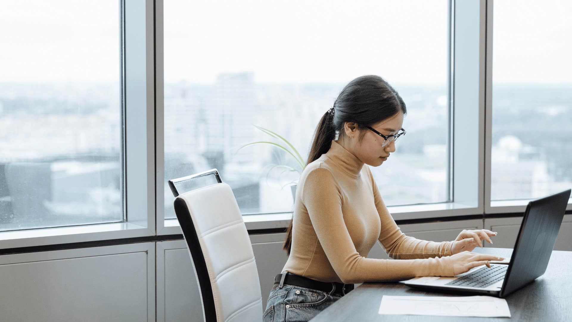 woman working on laptop