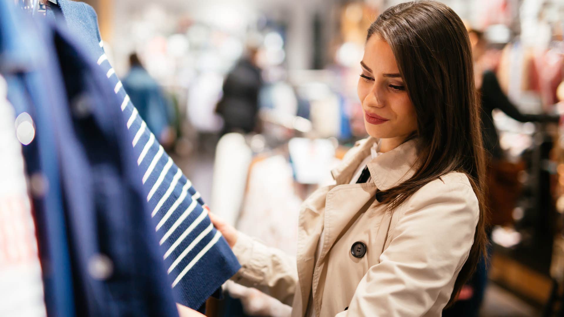 Woman shopping for clothes in a store