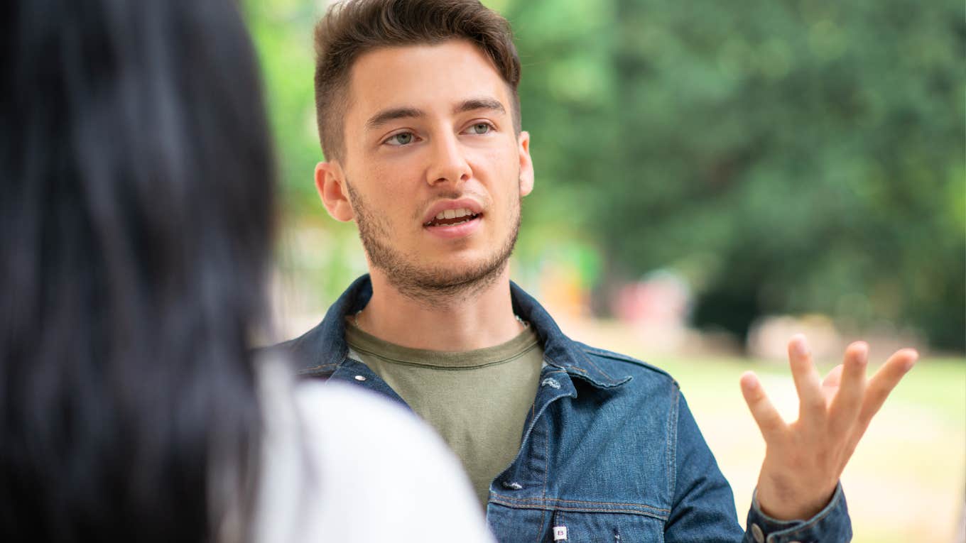 Man speaking to partner.