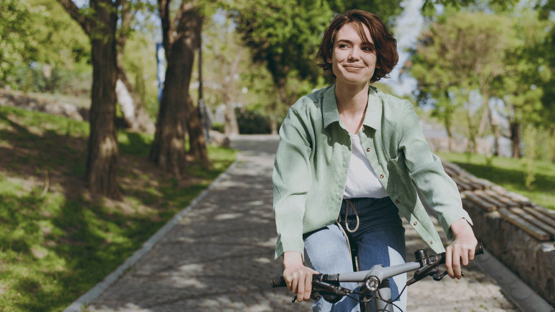 woman riding bike