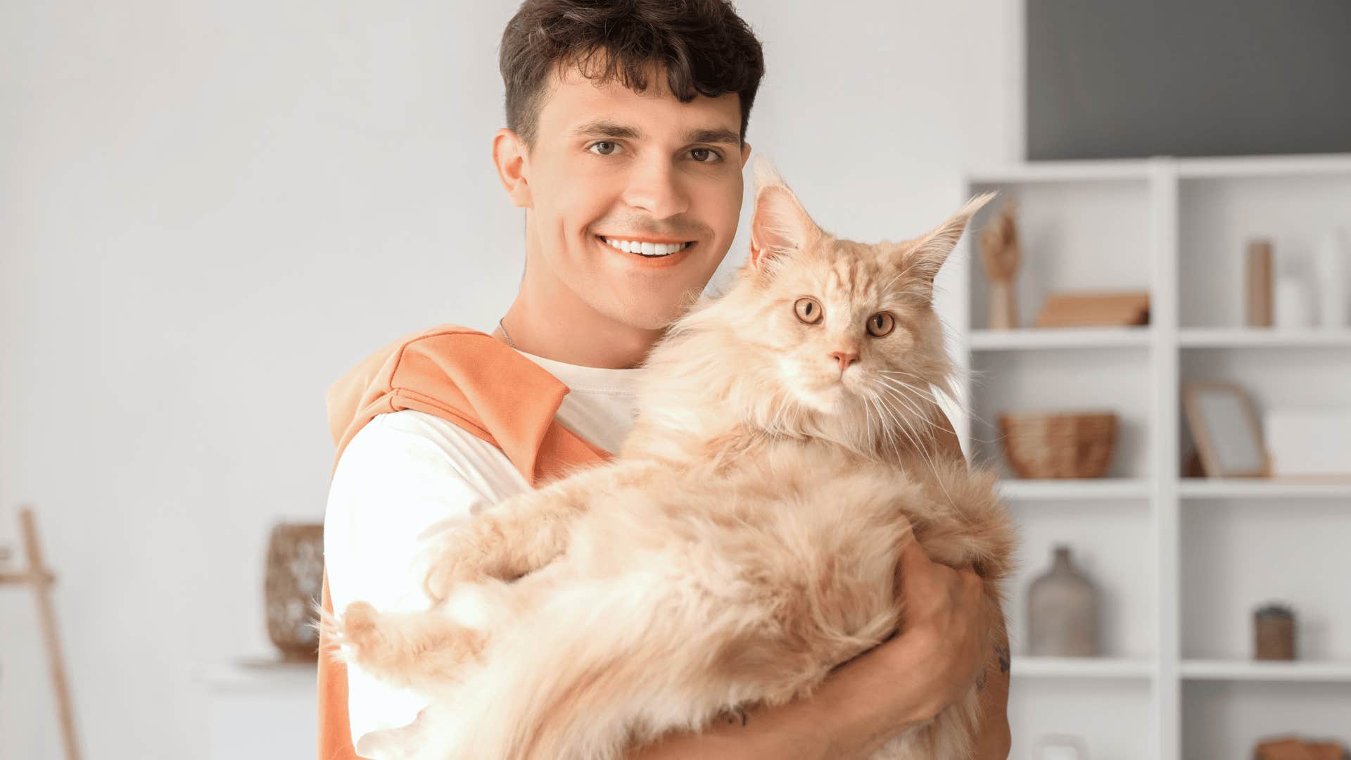 man with cat