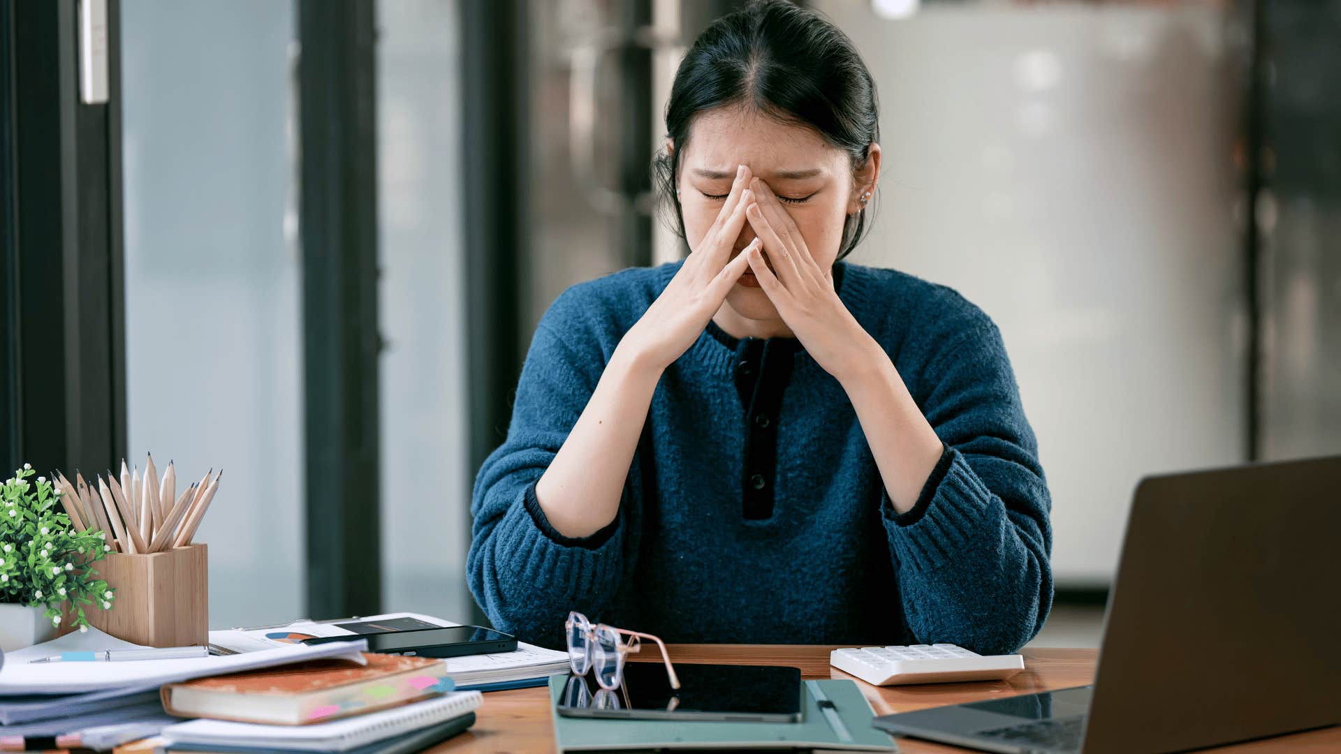 woman crying and upset