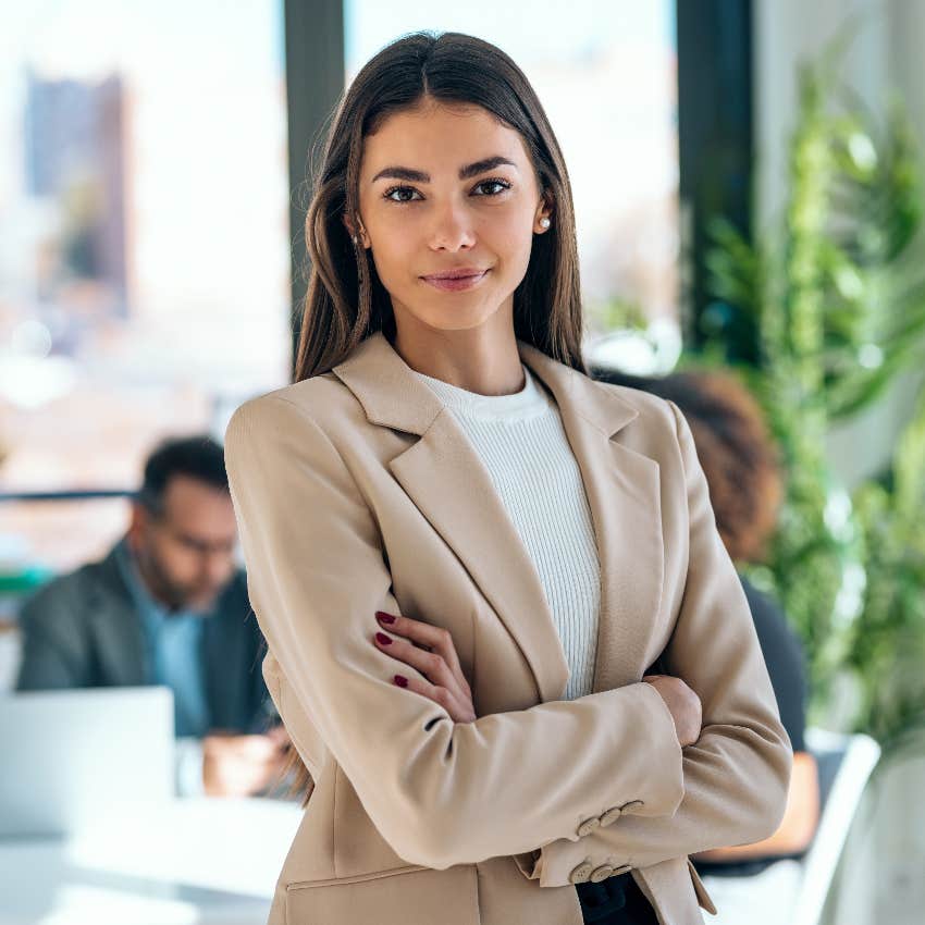 Well-dressed woman who got a promoted at work