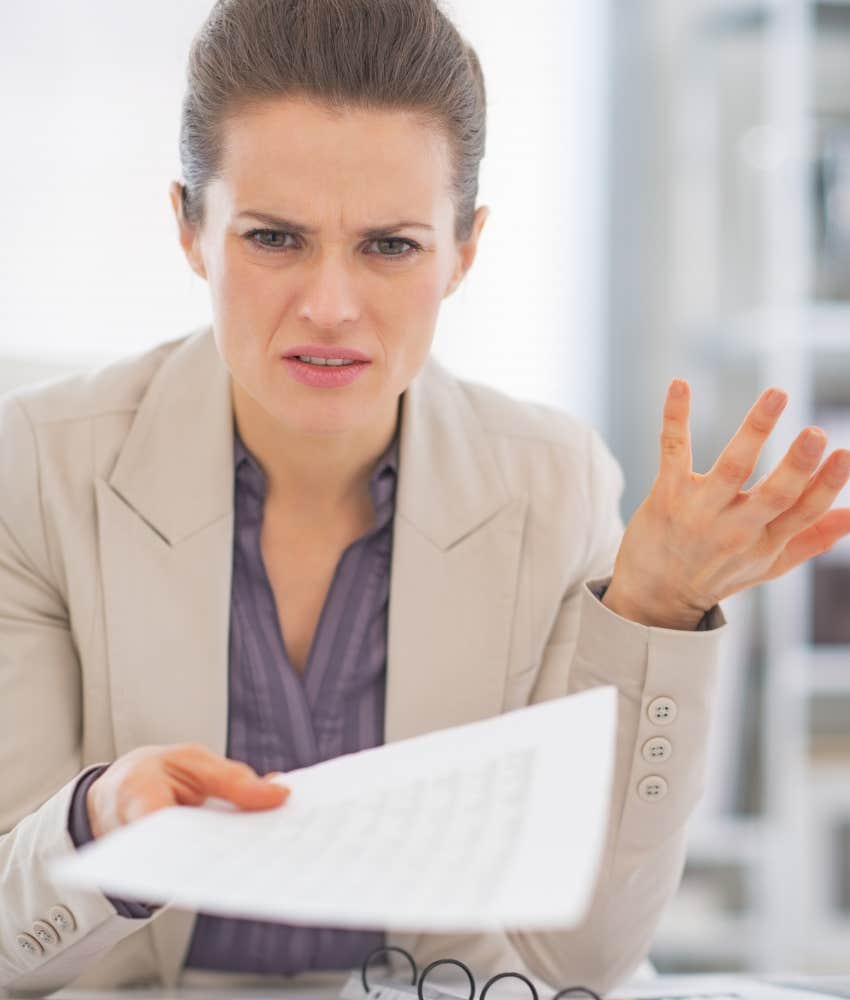 woman annoyed at work