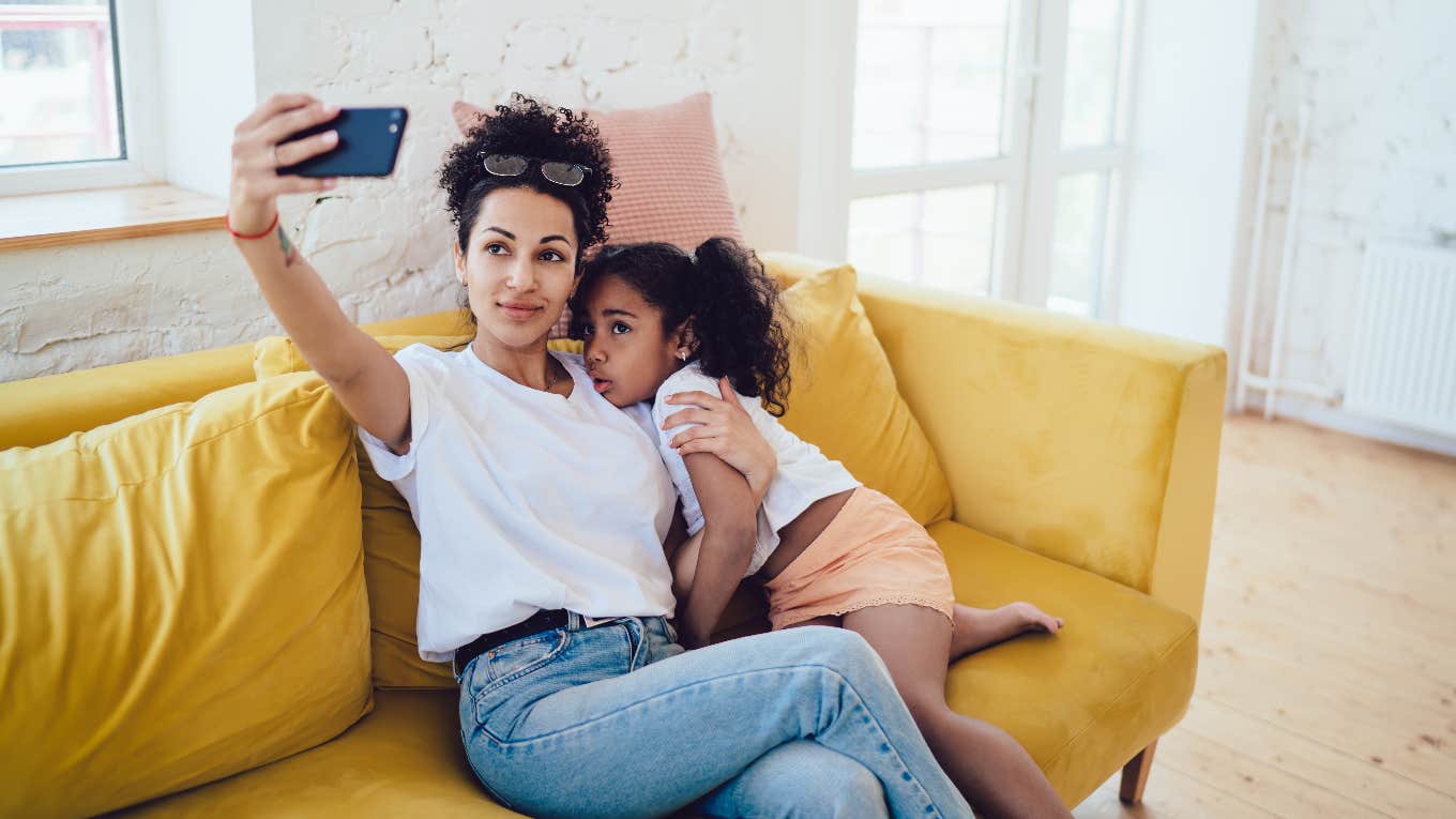 Mom filming her sad child to post online