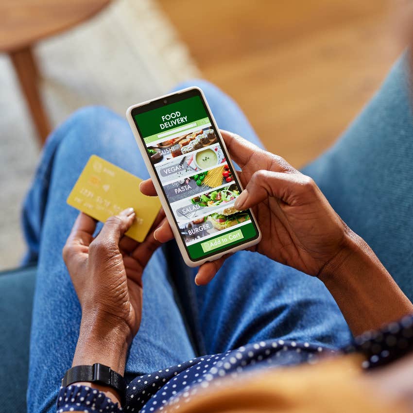 Woman ordering food delivery