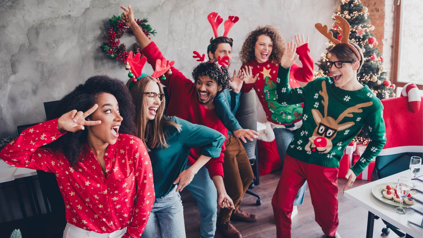 employees having fun at office holiday party