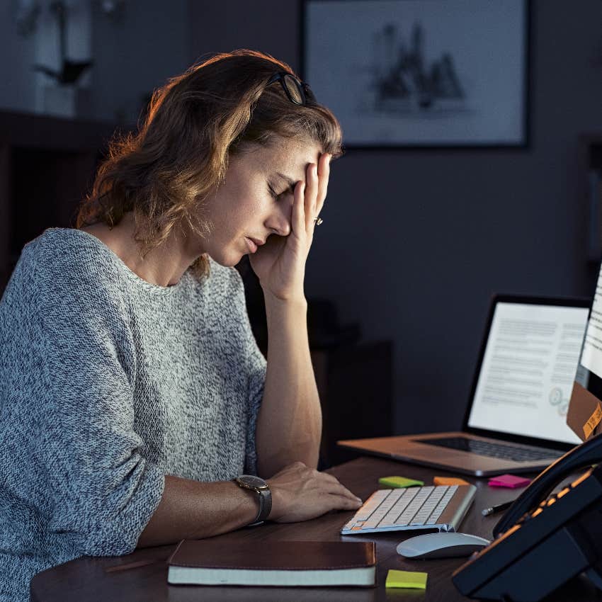 Woman working outside of work hours