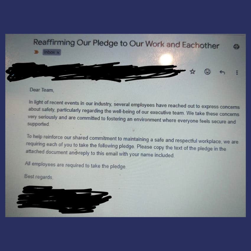 email requiring employees to honor health insurance executives