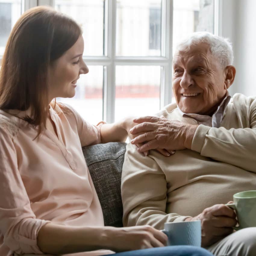 young woman and elderly man 