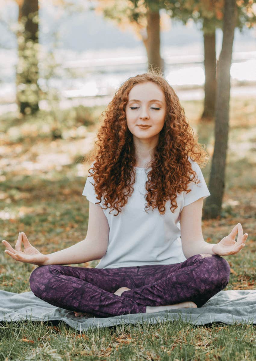 young woman meditating