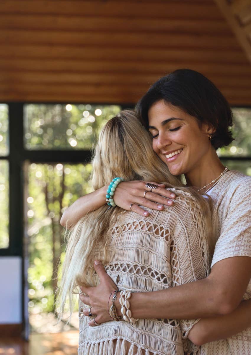 Two women embracing