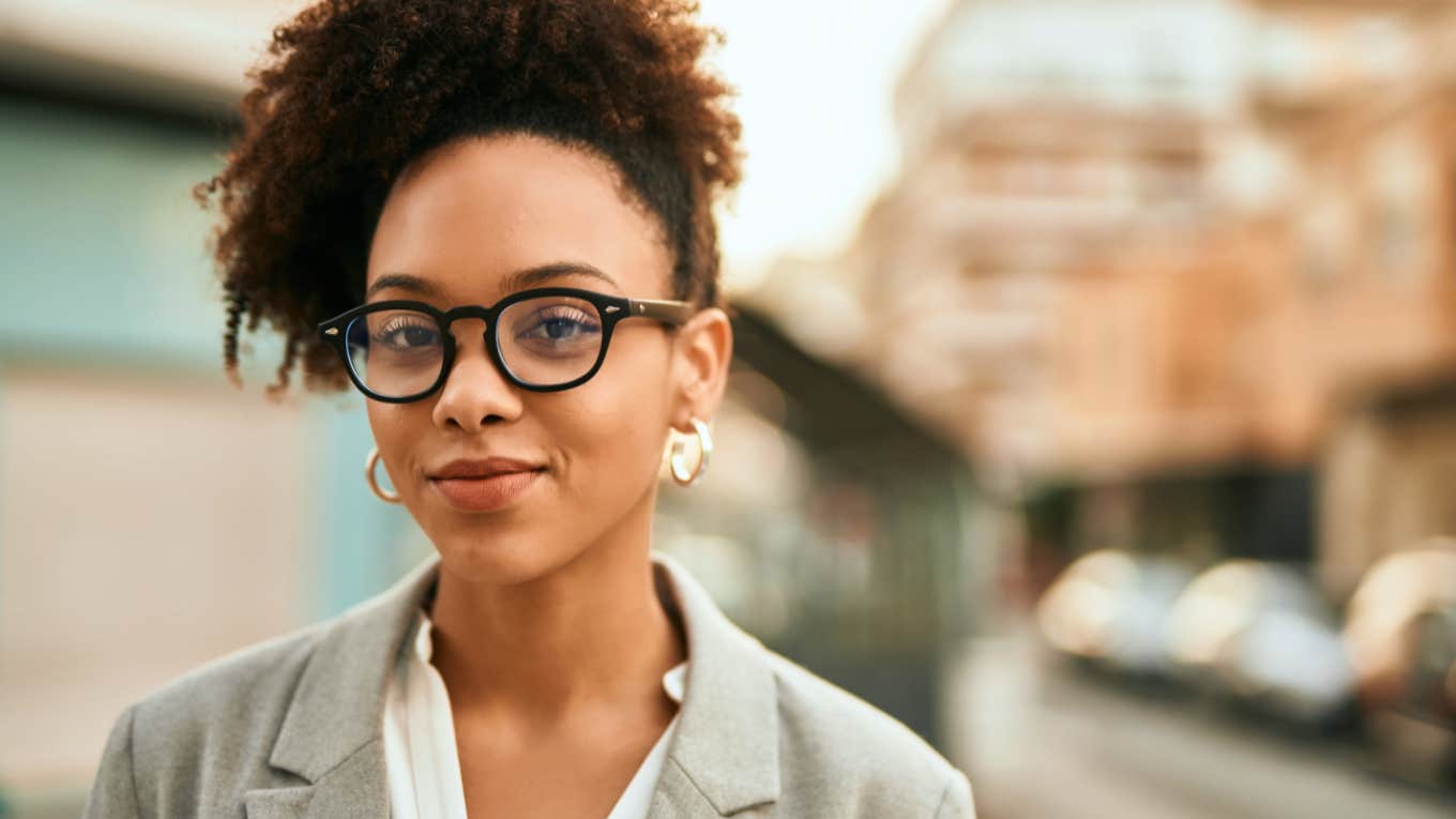 smiling intelligent woman in a suit