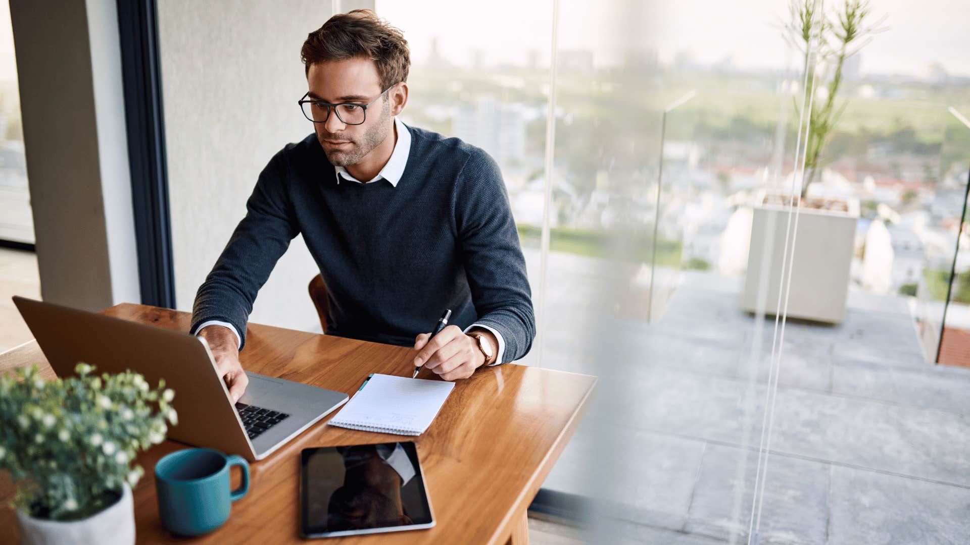 man working on laptop