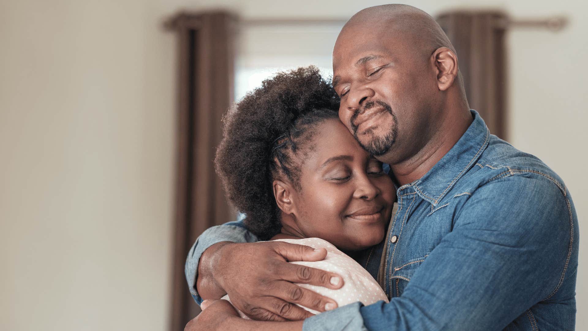 Loving couple embraces knowing their love is forever