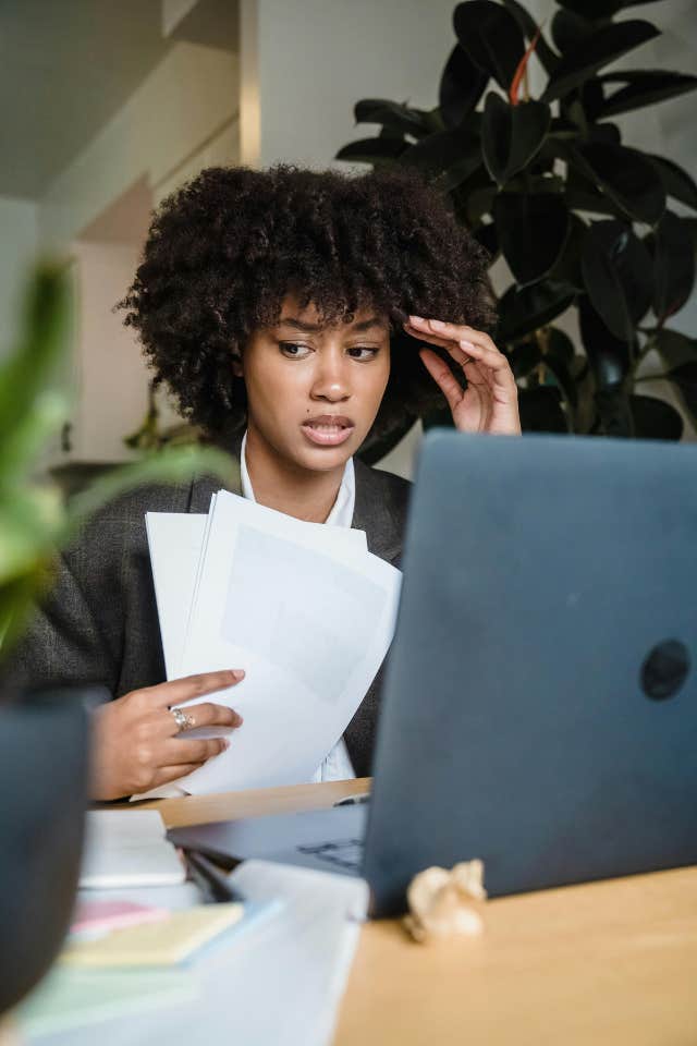 Stressed woman at work