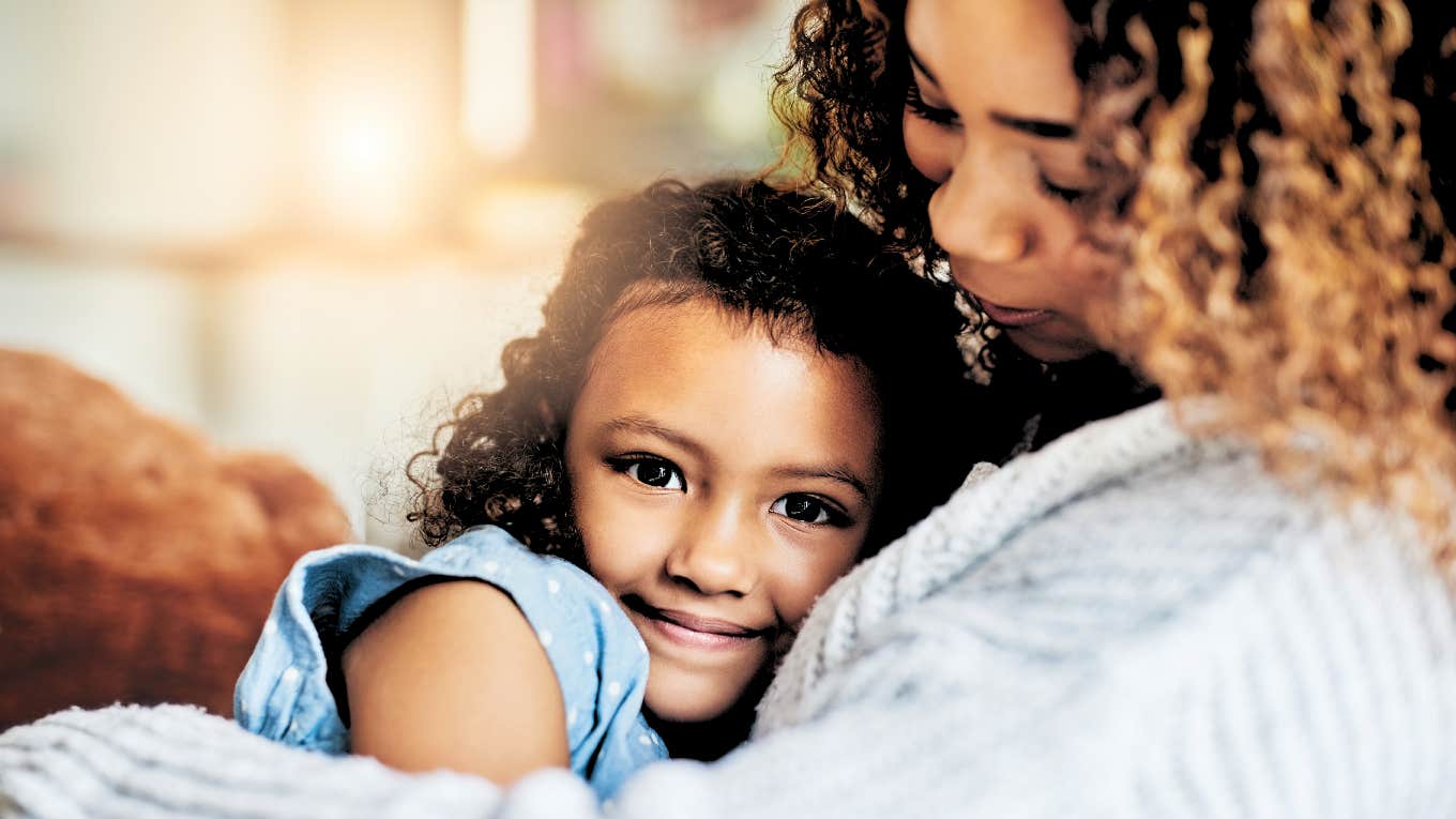 Mother and her child connecting.