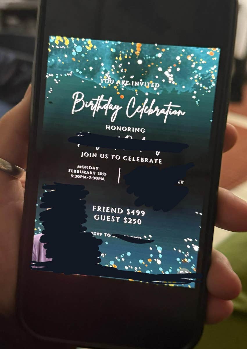 birthday celebration invitation on phone from Reddit