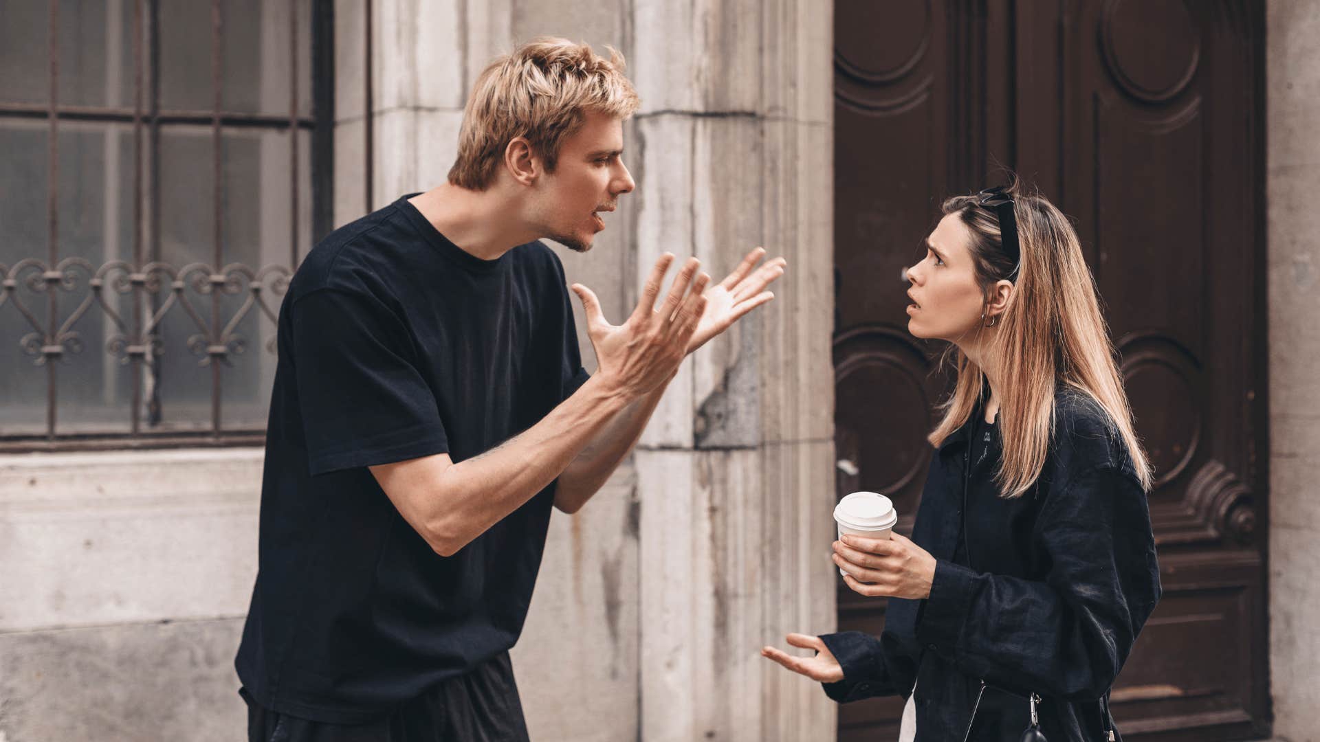 man yelling at woman