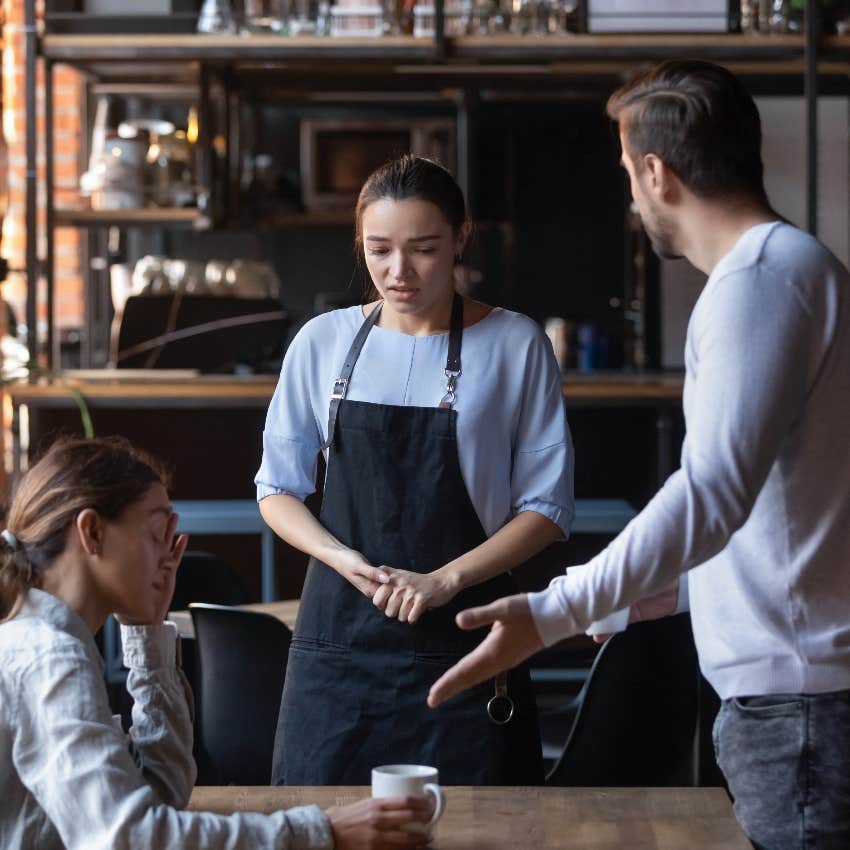 Overwhelmed server getting yelled at by rude customers