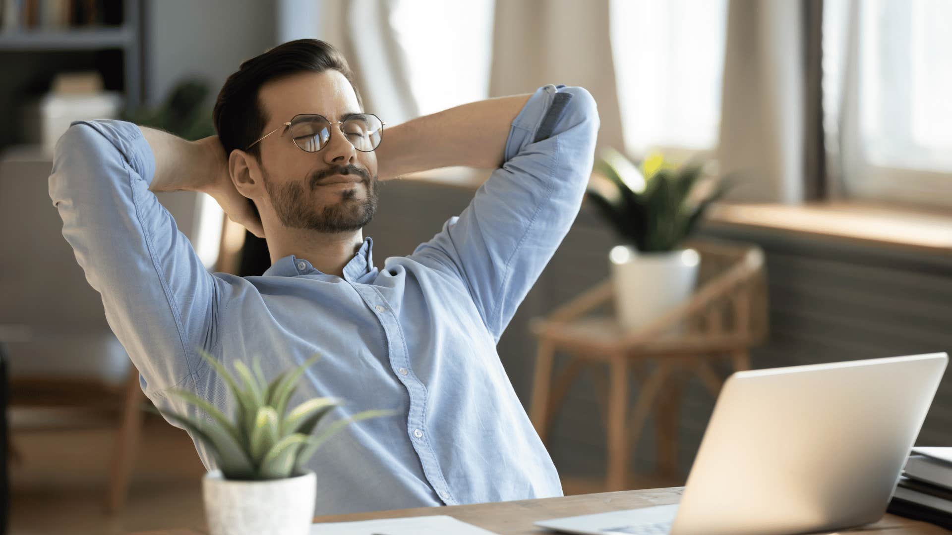 man relaxing at work