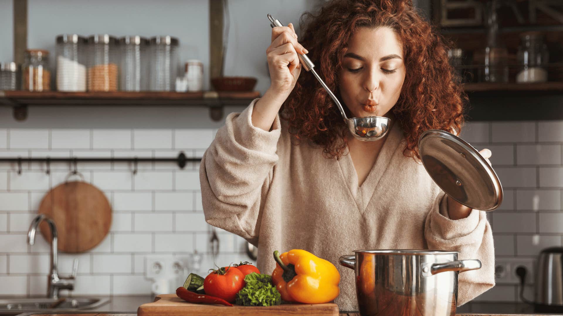 woman cooking nourishing healthy meal