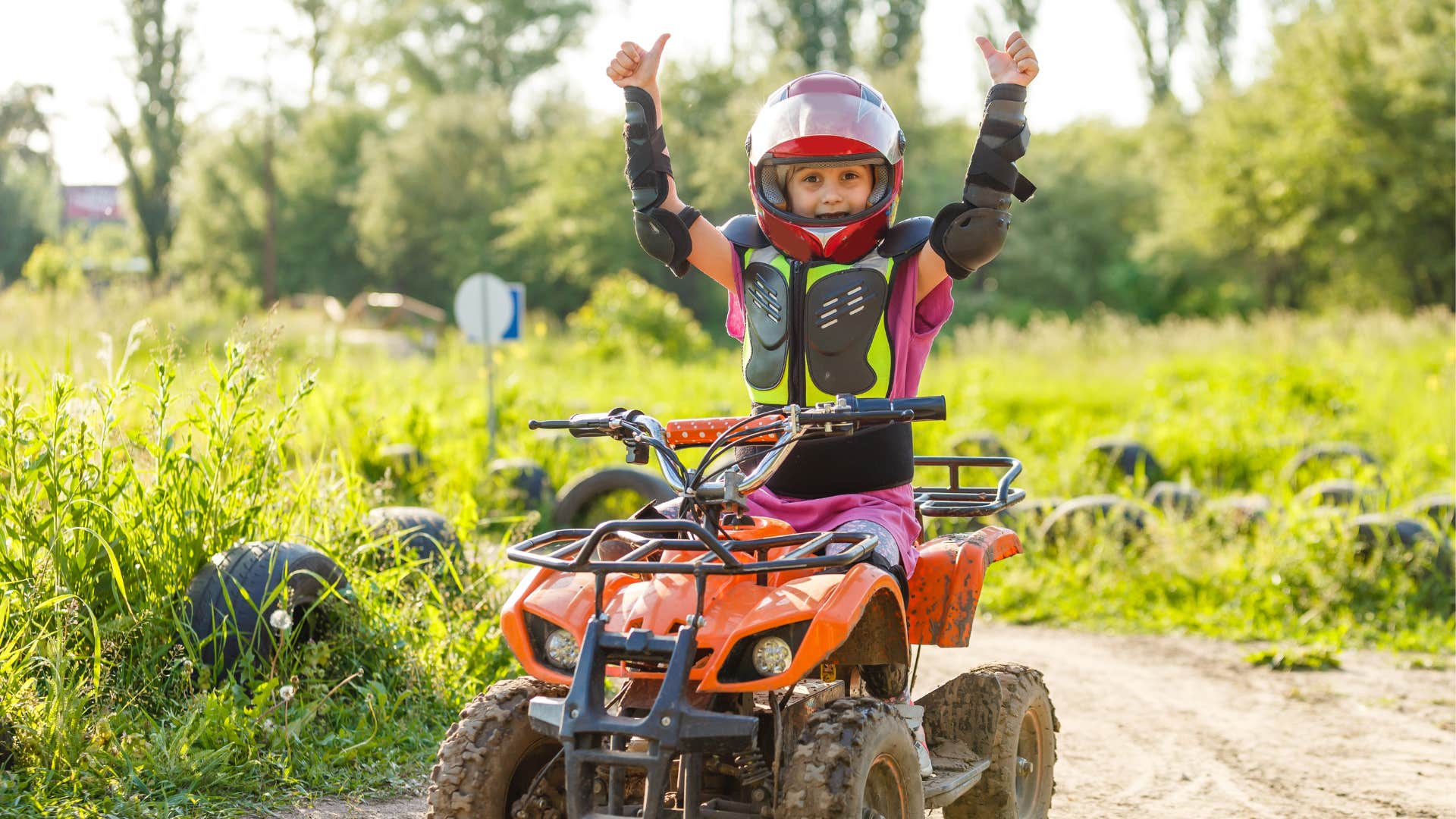 Young boy riding an ATV