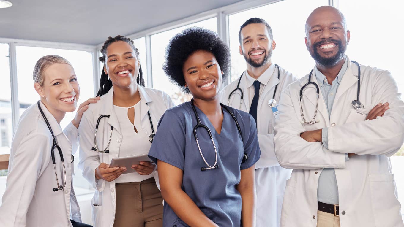 Group of doctors smiling explaining what they won't let their kids do