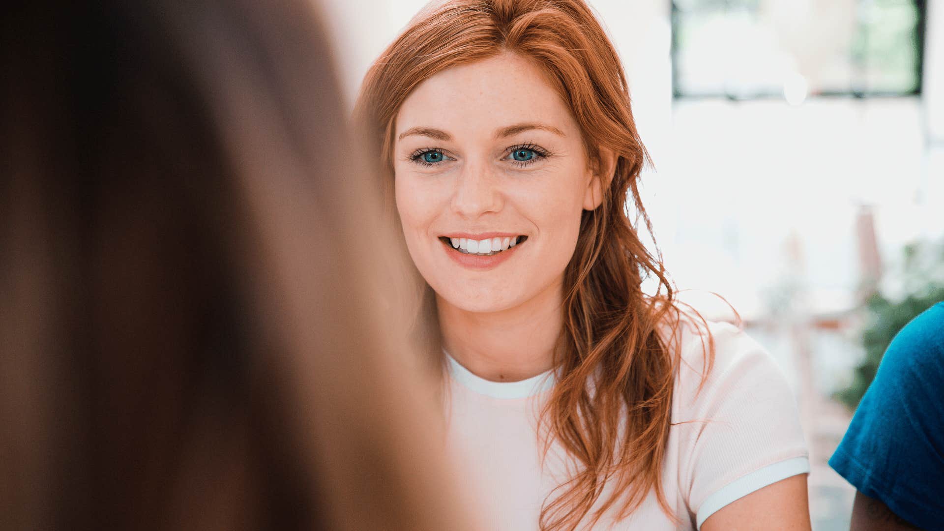 woman listening to someone talking