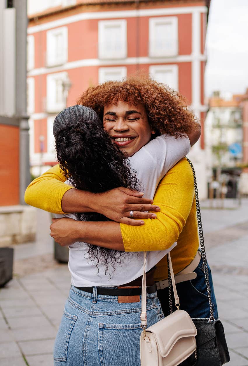 Friends hugging