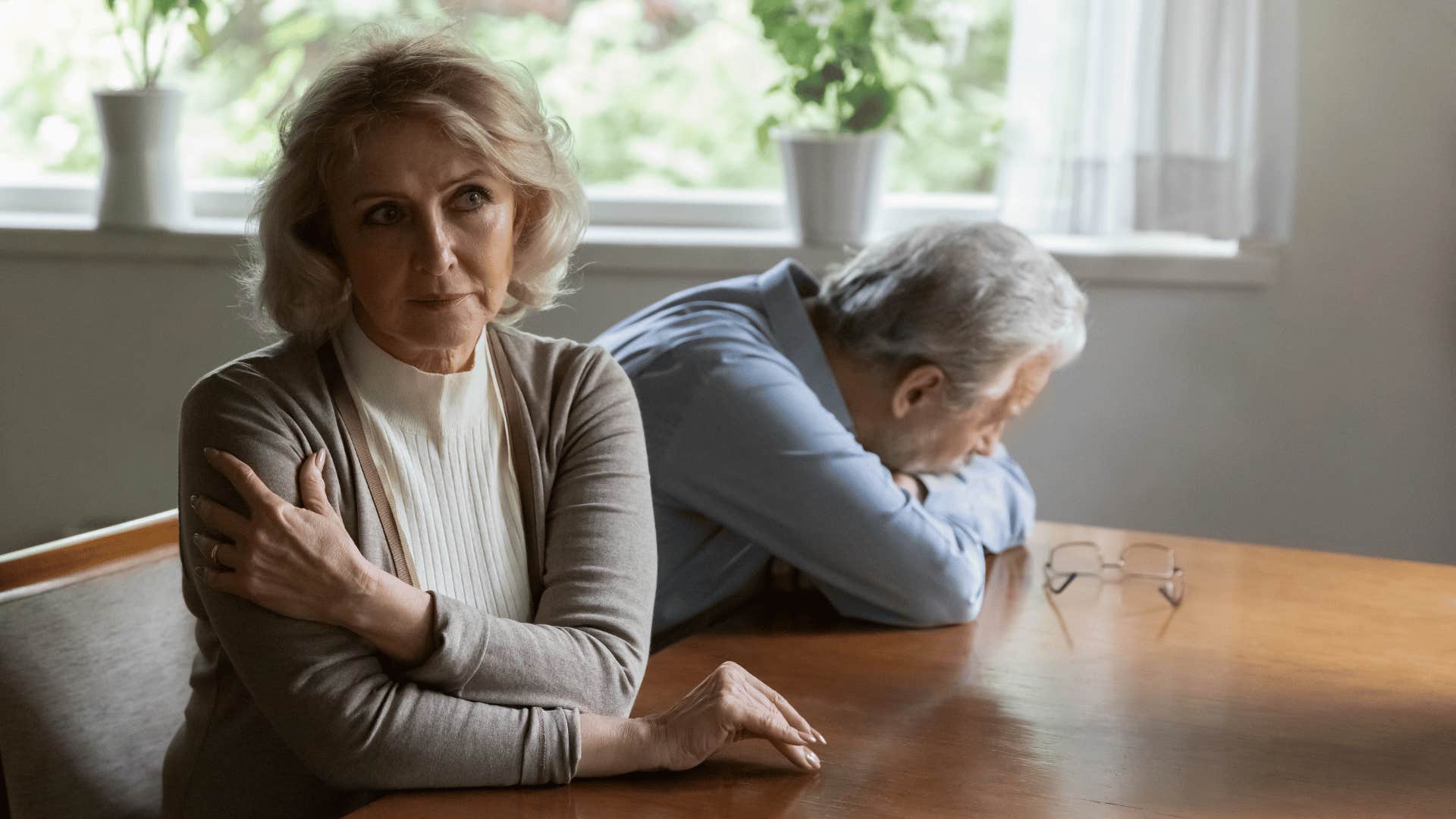 Sad older couple got married too young