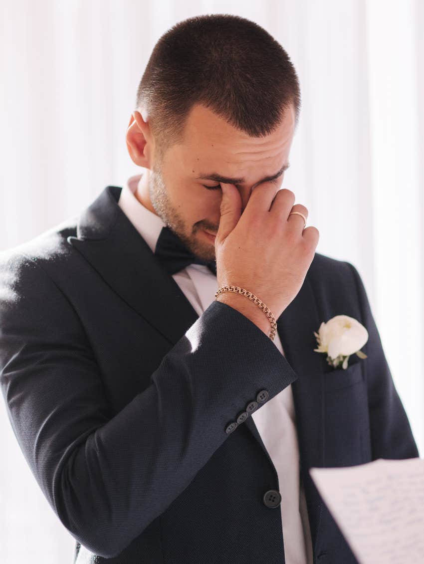 Groom crying about best man speech